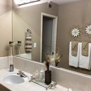 Completed work in hall bath vanity