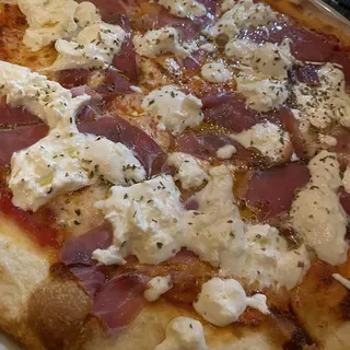 Pizza Crudo and Burrata