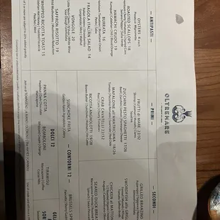 Food menu