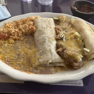 Veggie burrito, chili relleno and veggie taco