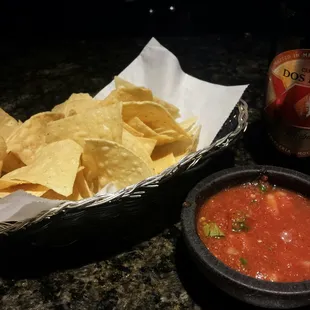 Chips salsa and cerveza!