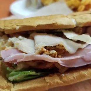 Ham and Turkey sub with bacon