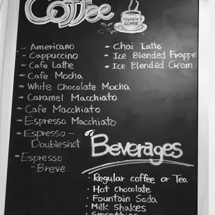 Coffee/Beverage Menu