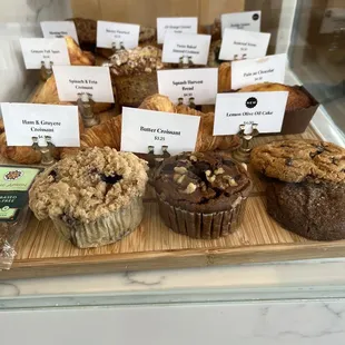 a variety of muffins on display