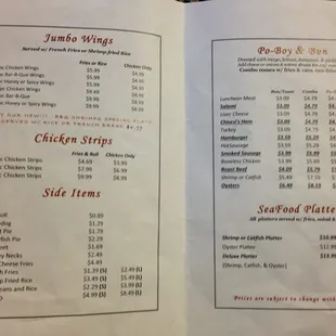 menu