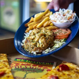 a person holding a plate of food