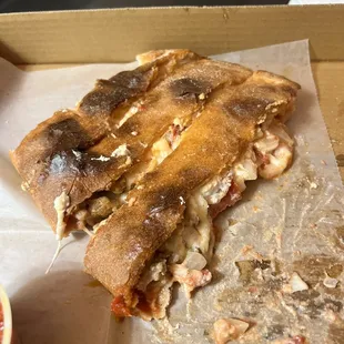 Calzone with pep,meatball, sausage,onion and ricotta.  Outrageously good.