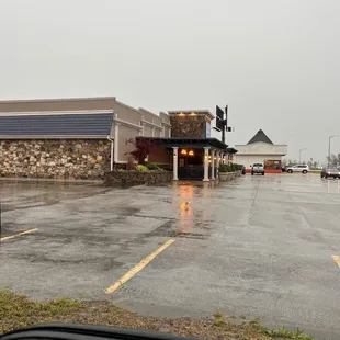 a wet parking lot