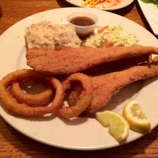 Catfish Filet- two filets rolled in special breading and golden fried.