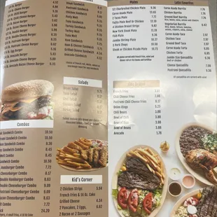 the menu of the restaurant
