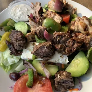 Beef and Chicken Kabob Salad