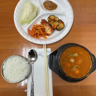 Cheonggukjang with side dishes