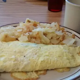 Spinach and feta omelet with hashbrowns