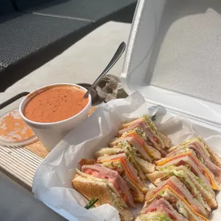 Tomato bisque. Club sandwich.