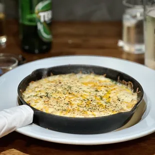 a cast iron skillet on a table