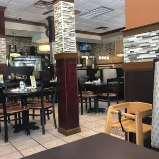 tables and chairs in a restaurant