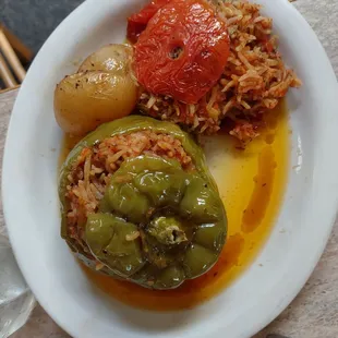 Stuffed peppers one of the common specials.