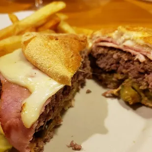 Miami Burger w Ham, Dijon + Pickles and pressed like a Cuban = Delicious!