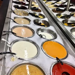 a buffet of different foods