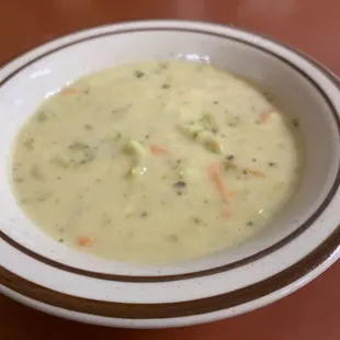Cream of broccoli soup.