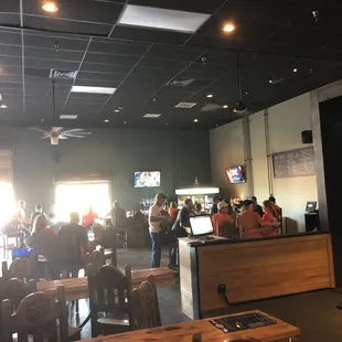 The front bar full of Astros fans.