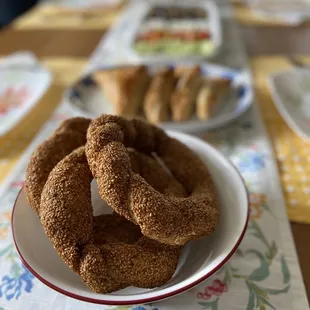 a plate of doughnuts