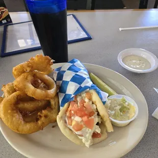 The delicious Gyro, I like my onion rings a bit crispier, but they had a great flavor &amp; the batter was nice &amp; light.