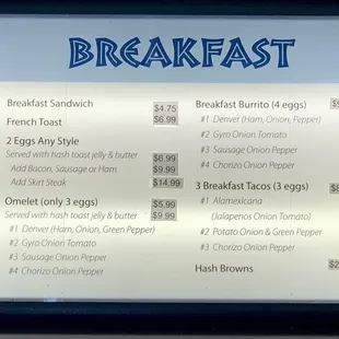 Breakfast Menu