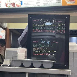 a menu for soup and sandwiches