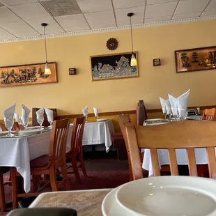 empty tables and chairs