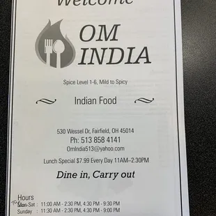 Menu front