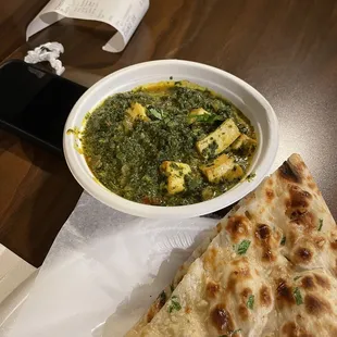 Palak Paneer and Garlic Naan