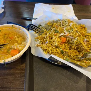 Potato curry and Biryani