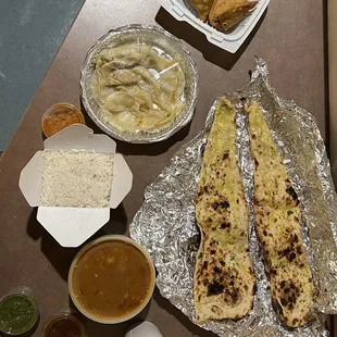 a variety of foods on a table