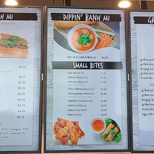 Menu as of Oct 2020