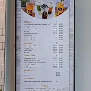 updated drink menu