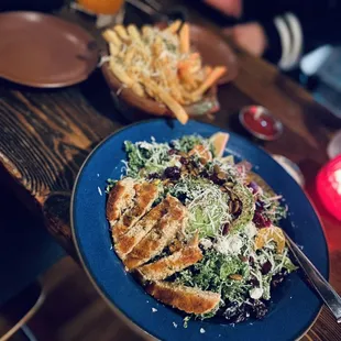 Kale Salad and Parmesan Fries