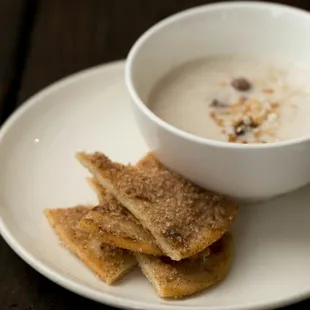 Coconut Arroz con Leche | Rice Pudding with Cinnamon Buñuelos