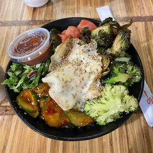 Bibimbap Bowl with Bulgogi, Spicy Pickle, and Gochujang