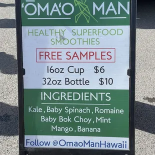a sign for a healthy superfood smoothies