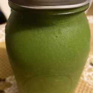 $9 for a 32 oz green drink in a jar. Re-use bottle and bring back for $1 off your next drink.