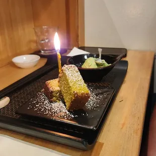 Green tea ice cream and matcha cake