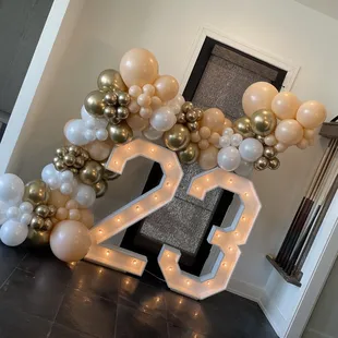 Marquee numbers and balloon garland