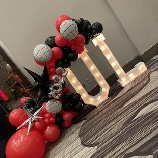 Marquee letters and balloon garland