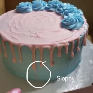 a pink and blue cake