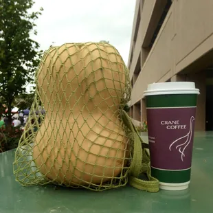GIANT butternut squash (that's next to a 20 oz coffee for scale). There is a lot of soup in my future!
