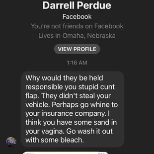 Employee going off on a client for his failure to lock a car in the parking lot overnight, resulting in a stolen vehicle