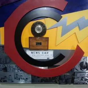 the news car in the center