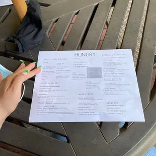 a menu on a table