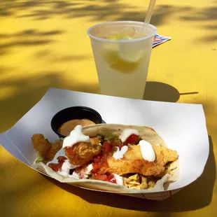 Fish taco from Shuck's and RoRo Lemonade